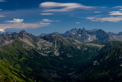 High Tatra panorama between Swinica 2301m and Konczysta 2538m with the highest pick Gerlach 2655m behind