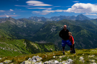 Alex and I on Malolaczniak 2096m, High Tatra behind, West Tatra