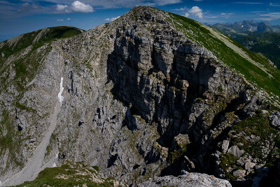 200m high northern wall of Krzesanica 2122m from Ciemniak 2096m, West Tatra
