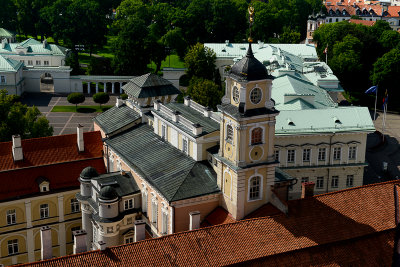 Looking down The University Ensemble from It's Bell Tower, Old Town, Vilnius