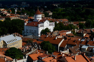 View towards Church of The Blessed Mother of God from The University Bell Tower, Old Town, Vilnius