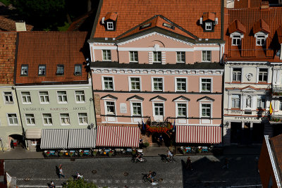 Looking down Pilies Gatve from University Bell Tower, Old Town, Vilnius