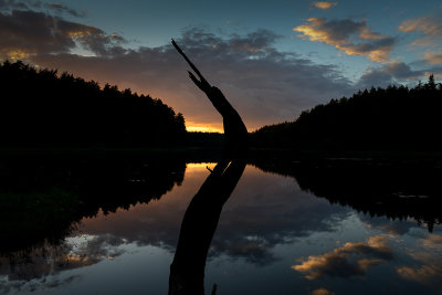 Sunset, Suchar Wielki Lake near Slupie, Wigry NP, Suwalki Lake District