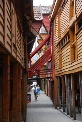 Narrow street in old Bergen
