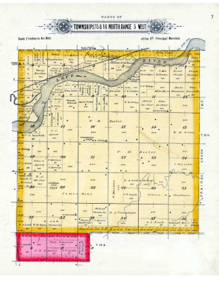 Map B4 Township 15-16N Range 5W-Loup River. Prairie Creek. Prairie Dog Town