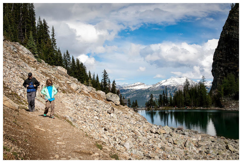 Steve and Norah hiking around Lake Agnes