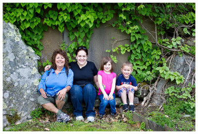 Group shot with some neat leaves on the wall