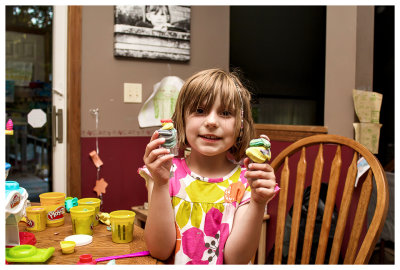 Playdough fun (and in need of a haircut!)