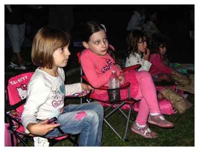 The girls at the PTA movie night