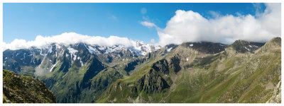Panoramic view of the Feuerstein and Pflerscher Hochjoch Peaks