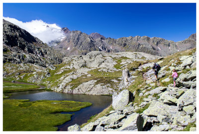Streams and glacial debris in the Gruebler cirque