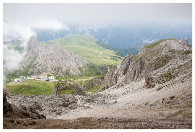 A look back down at Passo Pordoi