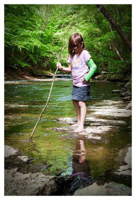 Water and sticks - all she needs