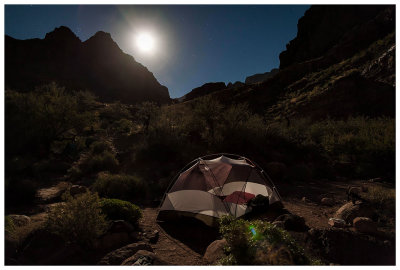 Escalante campsite by moonlight