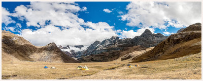 Our campsite with Jirishanca and Mitococha in the distance