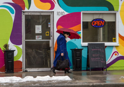 Woman with red umbrella