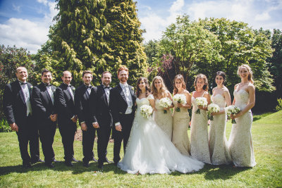 Groomsmen, Groom, Bride, Bridesmaids