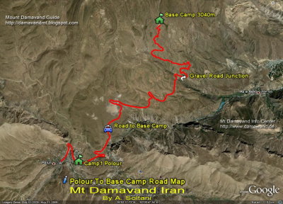 Damavand Camp1 - Camp2 Road Map