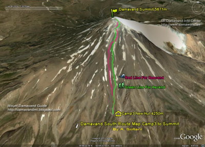 Damavand Camp3 - Summit Ascent And Descent Routes