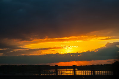 Fiery Sunset On The Bridge