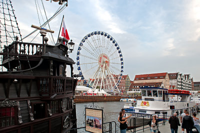 Old Ship And Ferris Wheel