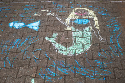 Chalk Mermaid On the Sidewalk