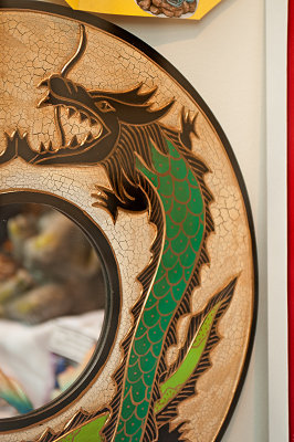 Green Dragon At The Mirror