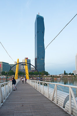 Foot Bridge On Donau River