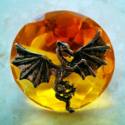 Dragon On Amber Circle