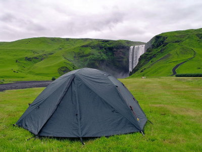 camping at Skogafoss