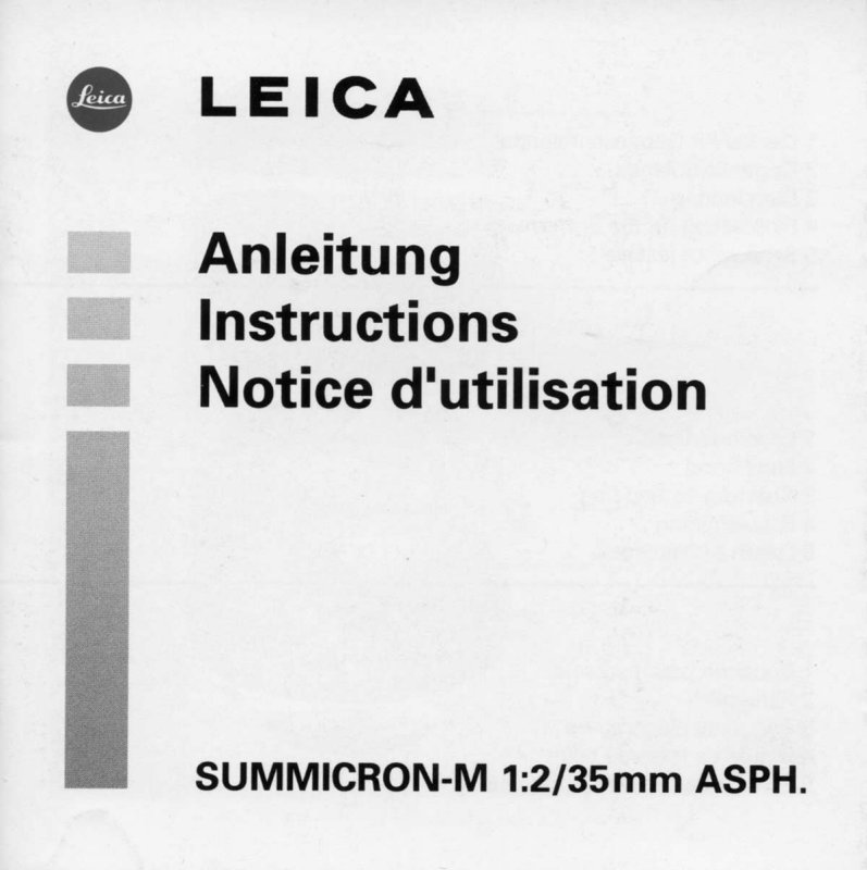 *Summicron-M 35mm ASPH. Manual
