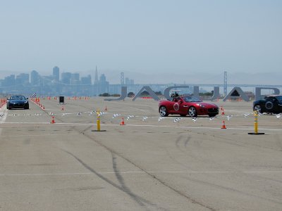 Jaguar autocross with San Francisco skyline