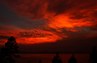 Lake Tahoe Fire Sky