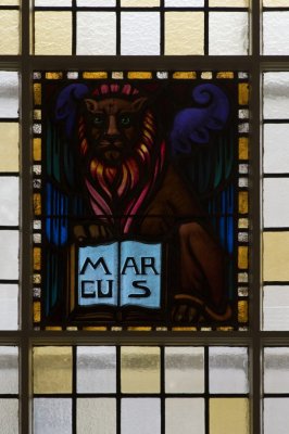 Utrecht, Doopsgezinde kerk glas in loodramen apostel Marcus [011], 2014 0457_1.jpg