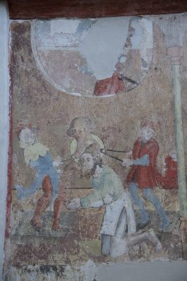 Zaltbommel, herv gem Sint Maartenskerk Muurschildering marteling St Christoffel [011], 2014 4043.jpg