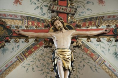 Den Haag RK Sint-Jacobus de Meerderekerk [011], 2015 7775 narthex kruisiging.jpg