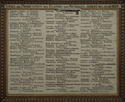 Nijmegen, prot gem Stevenskerk Predikantenbord [011], 2015 8057.jpg