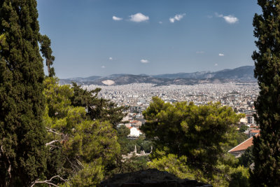 Athens from the path to the Acropolis
