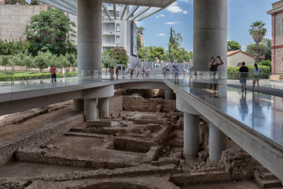 The Acropolis Museum is built over a preserved archaeological site