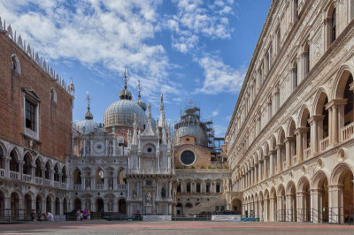 The Doge's Palace is on the right and a side of St Mark's Basilica