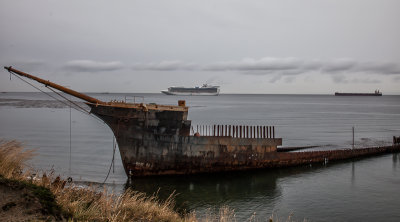 A ship wreck along the coast