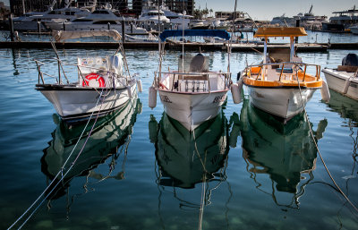 Three little boats all in a row
