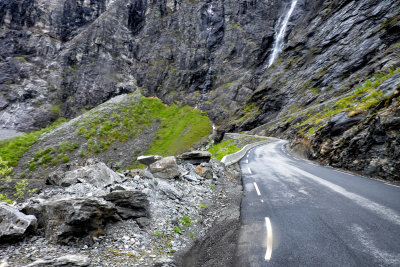 Trollstigen is a steep winding road up to a pass