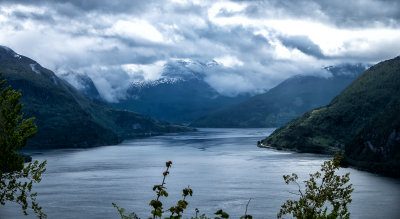 From a high point on a road around the fjord