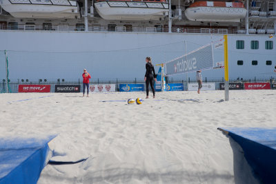 A Beach Volley Ball tournament at 45 degrees and imported sand.