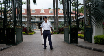 Guard at the Presidential office in Papeete