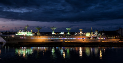 I would not have expected a spy ship to be lighted and colorful