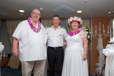 Tablemates Al and Tomi renewed their wedding vows with the Captain