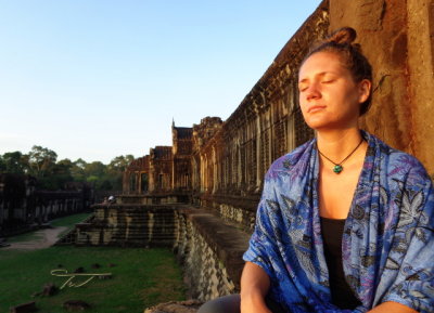 Christina Meditating  Angkor Wat 