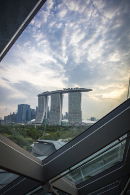 Marina Bay Sands from inside Cloud Forest Dome 